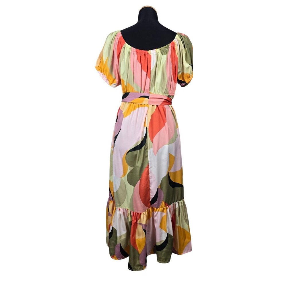 Wishing Waves Abstract Maxi Dress with Belt Size 1X - Picture 3 of 5